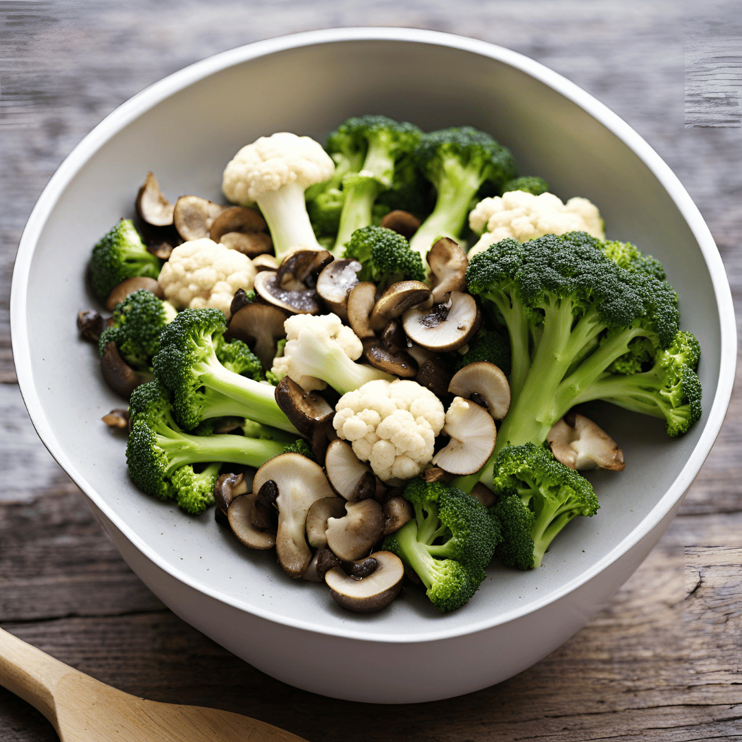 Reststromen broccoli, bloemkool en champignons in een kom verzameld